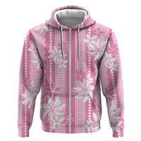 Hawaii Kakau Tribal Zip Hoodie With Pink Tiare