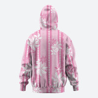 Hawaii Kakau Tribal Zip Hoodie With Pink Tiare