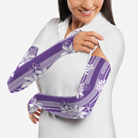 Hawaii Kakau Tribal Arm Sleeves With Purple Tiare