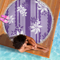 Hawaii Kakau Tribal Beach Blanket With Purple Tiare