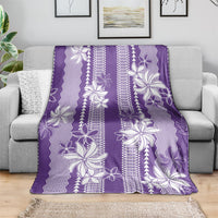 Hawaii Kakau Tribal Blanket With Purple Tiare