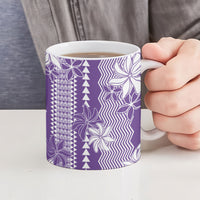 Hawaii Kakau Tribal Ceramic Mug With Purple Tiare