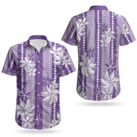 Hawaii Kakau Tribal Couples Matching Mermaid Dress and Hawaiian Shirt With Purple Tiare LT05 - Polynesian Pride
