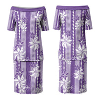 Hawaii Kakau Tribal Family Matching Puletasi and Hawaiian Shirt With Purple Tiare LT05 Mom's Dress Purple - Polynesian Pride