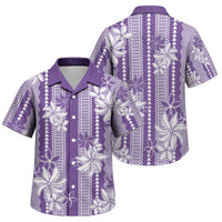 Hawaii Kakau Tribal Family Matching Puletasi and Hawaiian Shirt With Purple Tiare LT05 Son's Shirt Purple - Polynesian Pride