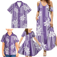Hawaii Kakau Tribal Family Matching Summer Maxi Dress and Hawaiian Shirt With Purple Tiare LT05 - Polynesian Pride