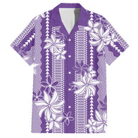 Hawaii Kakau Tribal Hawaiian Shirt With Purple Tiare LT05 Purple - Polynesian Pride