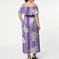 Hawaii Kakau Tribal Off Shoulder Maxi Dress With Purple Tiare LT05 - Polynesian Pride