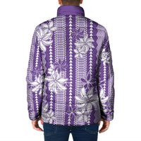 Hawaii Kakau Tribal Padded Jacket With Purple Tiare