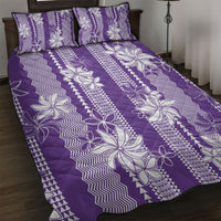 Hawaii Kakau Tribal Quilt Bed Set With Purple Tiare