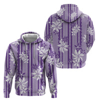 Hawaii Kakau Tribal Zip Hoodie With Purple Tiare
