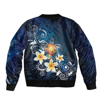 Hawaii Honu Bomber Jacket Polynesian Curves Plumeria - Polynesian Pride