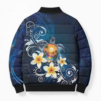 Hawaii Honu Bomber Puffer Jacket Polynesian Curves Plumeria - Polynesian Pride