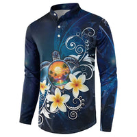 Hawaii Honu Button Sweatshirt Polynesian Curves Plumeria - Polynesian Pride