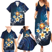 Hawaii Honu Family Matching Summer Maxi Dress and Hawaiian Shirt Polynesian Curves Plumeria - Polynesian Pride