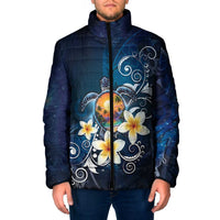 Hawaii Honu Padded Jacket Polynesian Curves Plumeria - Polynesian Pride