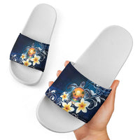 Hawaii Honu Slide Sandals Polynesian Curves Plumeria - Polynesian Pride