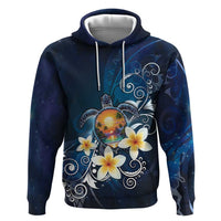 Hawaii Honu Zip Hoodie Polynesian Curves Plumeria - Polynesian Pride