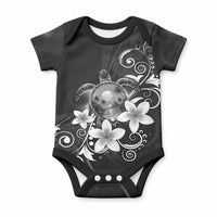 Hawaii Honu Baby Onesie Polynesian Curves Plumeria Grayscale