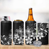 Hawaii Honu 4 in 1 Can Cooler Tumbler Polynesian Curves Plumeria Grayscale - Polynesian Pride