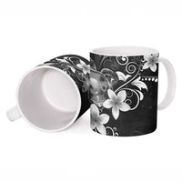 Hawaii Honu Ceramic Mug Polynesian Curves Plumeria Grayscale - Polynesian Pride