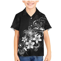 Hawaii Honu Family Matching Mermaid Dress and Hawaiian Shirt Polynesian Curves Plumeria Grayscale - Polynesian Pride