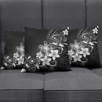 Hawaii Honu Pillow Cover Polynesian Curves Plumeria Grayscale - Polynesian Pride