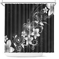 Hawaii Honu Shower Curtain Polynesian Curves Plumeria Grayscale - Polynesian Pride
