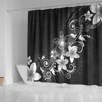 Hawaii Honu Shower Curtain Polynesian Curves Plumeria Grayscale - Polynesian Pride