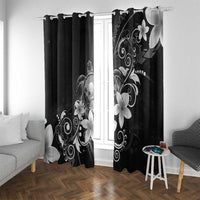 Hawaii Honu Window Curtain Polynesian Curves Plumeria Grayscale - Polynesian Pride