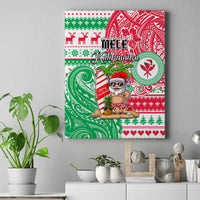 Hawaii Christmas Canvas Wall Art Santa Claus Surf Mele Kalikimaka LT05 Red - Polynesian Pride