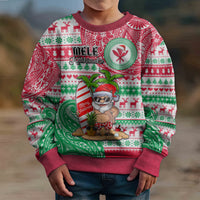 Personalised Hawaii Christmas Kid Ugly Christmas Sweater Santa Claus Surf Mele Kalikimaka LT05 - Polynesian Pride