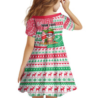 Personalized Hawaii Christmas Kid Short Sleeve Dress Santa Claus Surf Mele Kalikimaka LT05 - Polynesian Pride