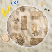 Vintage Lapita Beach Blanket Iconic Double Face Pattern Beige
