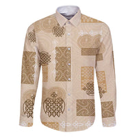 Vintage Lapita Family Matching Mermaid Dress and Hawaiian Shirt Iconic Double Face Pattern Beige