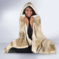 Vintage Lapita Hooded Blanket Iconic Double Face Pattern Beige