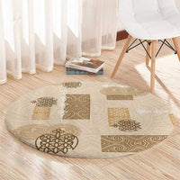 Vintage Lapita Round Carpet Iconic Double Face Pattern Beige