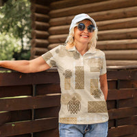 Vintage Lapita Women Polo Shirt Iconic Double Face Pattern Beige