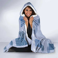 Vintage Lapita Hooded Blanket Iconic Double Face Pattern Blue