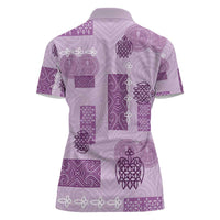 Vintage Lapita Women Polo Shirt Iconic Double Face Pattern Violet
