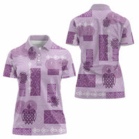 Vintage Lapita Women Polo Shirt Iconic Double Face Pattern Violet