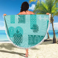 Vintage Lapita Beach Blanket Iconic Double Face Pattern Turquoise