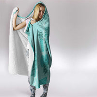 Vintage Lapita Hooded Blanket Iconic Double Face Pattern Turquoise