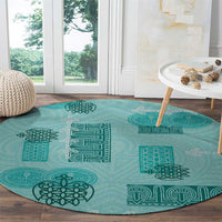 Vintage Lapita Round Carpet Iconic Double Face Pattern Turquoise