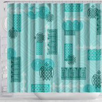 Vintage Lapita Shower Curtain Iconic Double Face Pattern Turquoise
