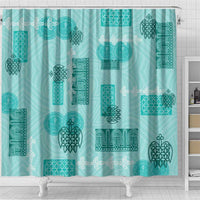 Vintage Lapita Shower Curtain Iconic Double Face Pattern Turquoise