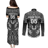 Custom New Zealand Fishing Couples Matching Puletasi and Long Sleeve Button Shirt Aotearoa Maori Koru LT05 - Polynesian Pride