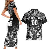 Custom New Zealand Fishing Couples Matching Short Sleeve Bodycon Dress and Hawaiian Shirt Aotearoa Maori Koru LT05 - Polynesian Pride