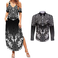 Custom New Zealand Fishing Couples Matching Summer Maxi Dress and Long Sleeve Button Shirt Aotearoa Maori Koru - Polynesian Pride