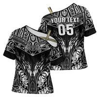 Custom New Zealand Fishing Cross Shoulder Shirt Aotearoa Maori Koru - Polynesian Pride